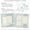 Detailed Sweet Baby Blue scrapbook design featuring tiny blue dot pattern, blue plaid pattern, layered scallop frames, white outlined stars, patterned hearts, plaid hearts, polka dot hearts, sweet baby title. Designed for Baby Boy Memory Book Pages, New Baby Scrapbook Layout, layered photo mats, soft blue backgrounds, soft powder blue, warm cream, large blue polka dots.