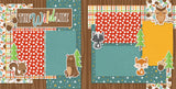 Woodland animal themed 12x12 scrapbook page kit featuring The Wild Life title, forest creatures like bears, foxes, owls, raccoons, squirrels, trees, acorns, and star patterned papers designed for nature memories, kid photos, family hikes, camping trips, DIY scrapbooking, colorful layouts, textured backgrounds, journaling accents, and outdoor themed decorative elements
