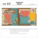 The Wild Life scrapbook page kit includes vibrant forest-themed die cuts like foxes, raccoons, squirrels, bears, trees, and acorns, plus polka dot paper, plaid backgrounds, and teal star prints for capturing fall adventures, nature hikes, outdoor fun, and children’s play moments with decorative layering, paper accents, DIY embellishments, and handmade memory book design
