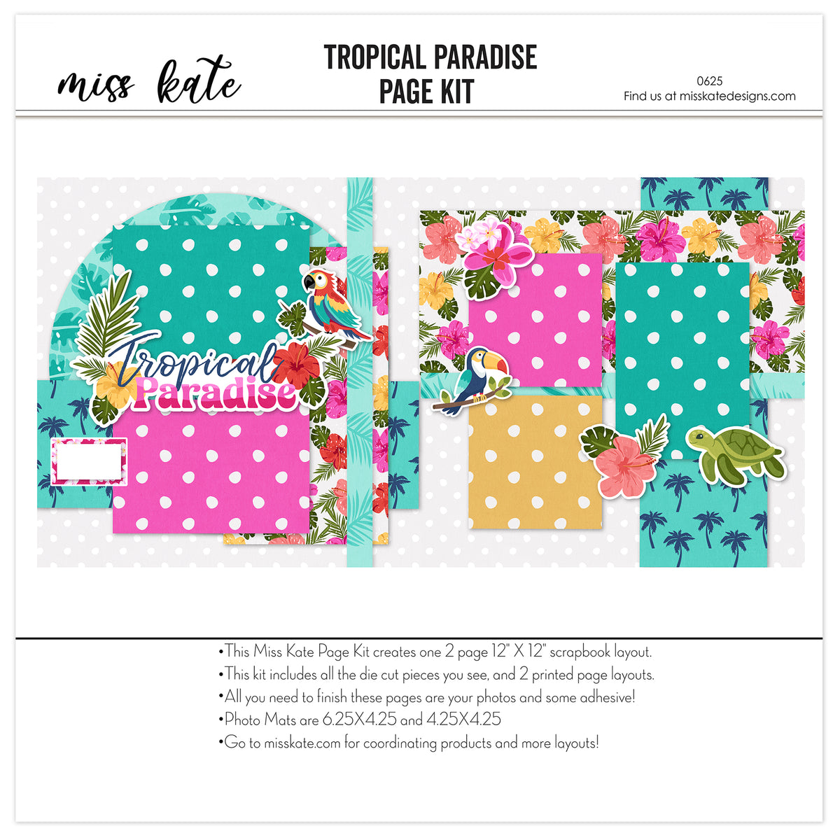 Tropical Paradise - Summer Vacation Scrapbook 12x12 Page Kit – MISS KATE