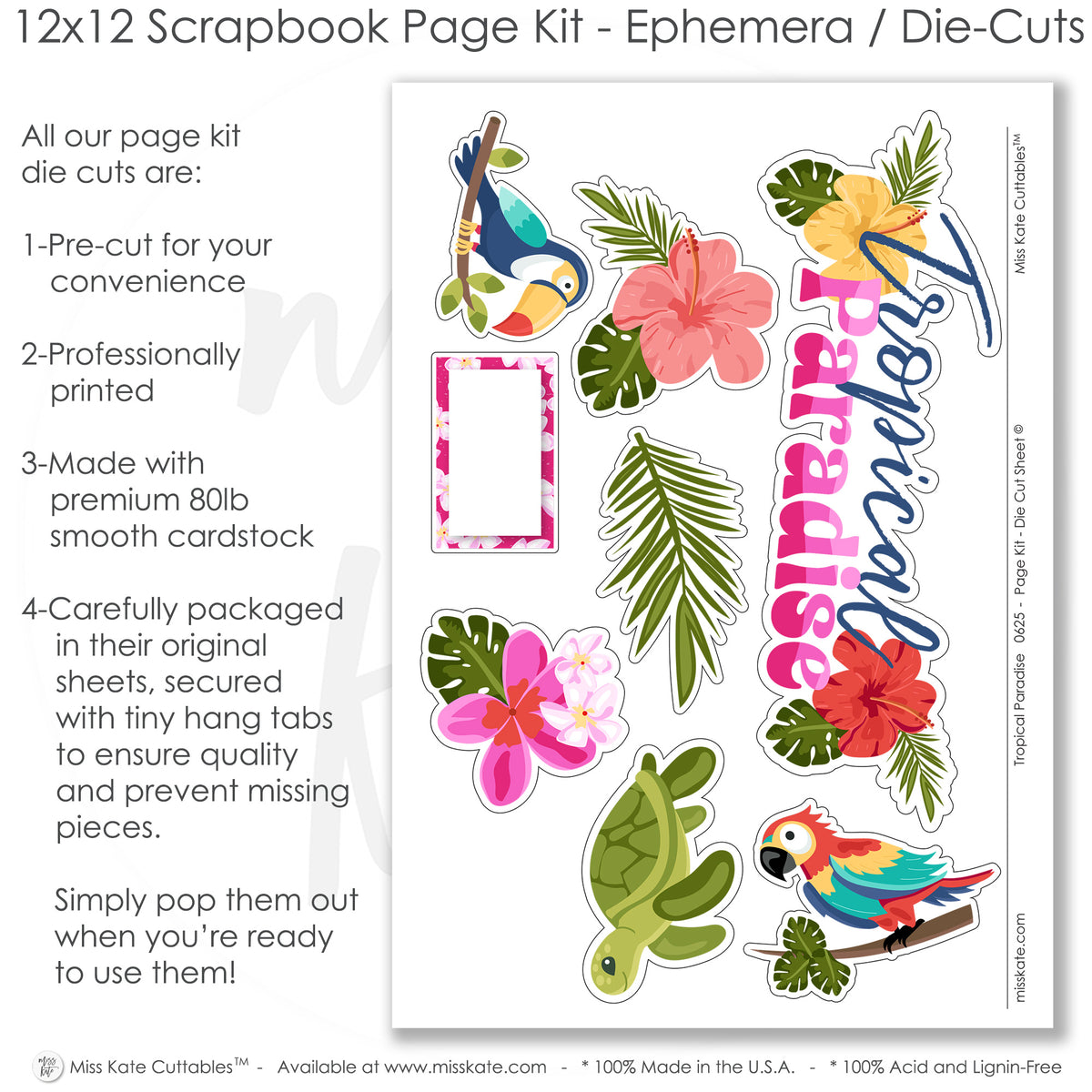 Tropical Paradise - Summer Vacation Scrapbook 12x12 Page Kit – MISS KATE