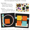 Witch Way To The Candy scrapbook page kit includes two coordinated 12x12 printed base sheets with matching die cuts and embellishments. Designed for Halloween candy memories and favorite photos.