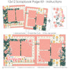 You Make Me Blossom 12x12 scrapbook page kit instruction image showing the completed two-page layout and placement of coordinating papers, die cuts, and photo areas. Designed for relationship memories and favorite photos.