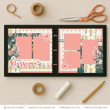 You Make Me Blossom scrapbook page kit shown in a memory album binder mockup with the finished two-page layout. A coordinated way to preserve relationship memories and favorite photos.