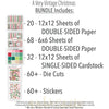 A Very Vintage Christmas Bundle, includes image, showing complete coordinated paper craft set with 12x12 papers, 6x6 papers, cardstock, die cuts, and stickers for layouts, cards, albums, journals, and keepsakes. Buyer theme: Complete Vintage Christmas Scrapbook Bundle & Craft Set. A Very Vintage Christmas complete scrapbook bundle with 12x12 paper, 6x6 paper, coordinating cardstock, stickers and die cuts