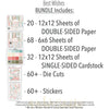 Best Wishes Bundle, includes image, showing complete coordinated paper craft set with 12x12 papers, 6x6 papers, cardstock, die cuts, and stickers for layouts, cards, albums, journals, and keepsakes. Buyer theme: Complete Floral Friendship Scrapbook Craft Bundle. complete coordinated scrapbook paper craft bundle. Visible artwork includes wildflowers, leafy sprigs, floral banners, sentiment labels. Coordinating patterns include polka dots, floral toss, botanical print