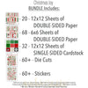 Christmas Joy Bundle, includes image, showing complete coordinated paper craft set with 12x12 papers, 6x6 papers, cardstock, die cuts, and stickers for layouts, cards, albums, journals, and keepsakes. Buyer theme: Complete Traditional Christmas Scrapbook Craft Bundle. Christmas Joy complete scrapbook bundle with 12x12 paper, 6x6 designs, cardstock, die cuts and stickers in a traditional red, green, cream and charcoal Christmas palette