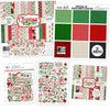 Christmas Joy Bundle, main product image, showing complete coordinated paper craft set with 12x12 papers, 6x6 papers, cardstock, die cuts, and stickers for layouts, cards, albums, journals, and keepsakes. Buyer theme: Complete Traditional Christmas Scrapbook Craft Bundle. Christmas Joy complete scrapbook bundle with 12x12 paper, 6x6 designs, cardstock, die cuts and stickers in a traditional red, green, cream and charcoal Christmas palette