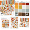 Fall Fun Bundle, main product image, showing complete coordinated paper craft set with 12x12 papers, 6x6 papers, cardstock, die cuts, and stickers for layouts, cards, albums, journals, and keepsakes. Buyer theme: Complete Fall & Autumn Scrapbook Paper Craft Bundle. Fall Fun complete scrapbook bundle with 12x12 paper, 6x6 designs, cardstock, die cuts and stickers in a coordinated autumn palette. Designed for Fall scrapbook layouts, Pumpkin patch photo albums, Thanksgiving memory pages