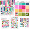 Fun in the Sun Bundle, main product image, showing complete coordinated paper craft set with 12x12 papers, 6x6 papers, cardstock, die cuts, and stickers for layouts, cards, albums, journals, and keepsakes. Buyer theme: Complete Tropical Beach Scrapbook Craft Bundle. Fun in the Sun complete scrapbook bundle with 12x12 paper, 6x6 designs, cardstock, die cuts and stickers in a bright coordinated tropical palette