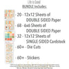 Life is Good Bundle, includes image, showing complete coordinated paper craft set with 12x12 papers, 6x6 papers, cardstock, die cuts, and stickers for layouts, cards, albums, journals, and keepsakes. Buyer theme: Complete Everyday Memories Scrapbook Craft Bundle. Life is Good complete scrapbook bundle with 12x12 paper, 6x6 designs, cardstock, die cuts and stickers in a cheerful coordinated pastel palette. Designed for Family story pages, Gratitude journals, Card making