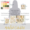 Love Lives Here Bundle, size guide image, showing complete coordinated paper craft set with 12x12 papers, 6x6 papers, cardstock, die cuts, and stickers for layouts, cards, albums, journals, and keepsakes. Buyer theme: Complete Family & Home Scrapbook Craft Bundle. Love Lives Here complete scrapbook bundle with 12x12 paper, 6x6 designs, cardstock, die cuts and stickers in a warm floral home-and-family palette. Coordinating patterns include Botanical floral prints, Polka dots, Pinstripes