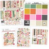 May Flowers Bundle, main product image, showing complete coordinated paper craft set with 12x12 papers, 6x6 papers, cardstock, die cuts, and stickers for layouts, cards, albums, journals, and keepsakes. Buyer theme: Complete Spring Garden Scrapbook & Craft Bundle. May Flowers complete spring scrapbook bundle with patterned paper, 6x6 paper, coordinating cardstock, stickers and die cuts. Color palette includes Rose pink, coral, blush, sage green, mint, yellow, orange, cream and charcoal