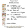 Ready for School Bundle, includes image, showing complete coordinated paper craft set with 12x12 papers, 6x6 papers, cardstock, die cuts, and stickers for layouts, cards, albums, journals, and keepsakes. Buyer theme: Complete Back to School Scrapbook & Paper Crafting Bundle. Ready for School complete coordinated scrapbook bundle with 12x12 and 6x6 papers, cardstock, stickers and die cuts for school-memory projects. Color palette includes apple red, brick red, blush pink