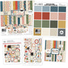 Ready for School Bundle, main product image, showing complete coordinated paper craft set with 12x12 papers, 6x6 papers, cardstock, die cuts, and stickers for layouts, cards, albums, journals, and keepsakes. Buyer theme: Complete Back to School Scrapbook & Paper Crafting Bundle. Ready for School complete coordinated scrapbook bundle with 12x12 and 6x6 papers, cardstock, stickers and die cuts for school-memory projects. Color palette includes dusty blue, deep navy blue, apple red