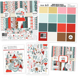 Warm Winter Wishes Bundle, main product image, showing complete coordinated paper craft set with 12x12 papers, 6x6 papers, cardstock, die cuts, and stickers for layouts, cards, albums, journals, and keepsakes. Buyer theme: Complete Winter & Snow Day Scrapbook Bundle. Warm Winter Wishes complete scrapbook bundle with 12x12 paper, 6x6 designs, cardstock, die cuts and stickers in a coordinated winter palette. Designed for Winter scrapbook layouts, Snow-day photo albums, Skiing memory pages