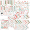 Best Wishes Collection, main product image, showing coordinated Paper & Sticker Kit, full-size Die Cuts, and Sticker Sheet for scrapbook layouts, memory albums, cards, journals, and keepsakes. Buyer theme: Coordinated Friendship Scrapbook Craft Collection. coordinated paper, stickers and die cuts collection. Visible artwork includes watercolor roses, ribbon bows, wildflowers, leafy sprigs. Coordinating patterns include gingham, plaid, polka dots
