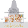 Fall Fun Collection, size guide image, showing coordinated Paper & Sticker Kit, full-size Die Cuts, and Sticker Sheet for scrapbook layouts, memory albums, cards, journals, and keepsakes. Buyer theme: Coordinated Autumn Scrapbook & Paper Craft Collection. Fall Fun coordinated scrapbook collection with paper, stickers and die cuts for autumn photos, harvest stories and thankful memories. Color palette includes Cocoa and espresso brown, Pumpkin orange and deep rust, Harvest gold and mustard