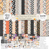 Fright Night Collection, collection product image, showing coordinated Paper & Sticker Kit, full-size Die Cuts, and Sticker Sheet for scrapbook layouts, memory albums, cards, journals, and keepsakes. Buyer theme: Coordinated Cute Halloween Scrapbook Collection. Fright Night coordinated scrapbook collection with 12x12 paper, stickers and die-cut Halloween embellishments. Scrapbook collection, paper and sticker supplies, die cut embellishments, and coordinated memory keeping products