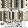 Generations of Love Collection, collection product image, showing coordinated Paper & Sticker Kit, full-size Die Cuts, and Sticker Sheet for scrapbook layouts, memory albums, cards, journals, and keepsakes. Buyer theme: Coordinated Family Heritage Scrapbook Collection. Generations of Love coordinated scrapbook collection with family heritage paper, stickers and die cuts for genealogy pages, family stories and heirloom albums. Coordinating patterns include Polka dots, Pinstripes, Diamond lattice