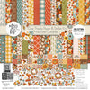 Give Thanks Collection, collection product image, showing coordinated Paper & Sticker Kit, full-size Die Cuts, and Sticker Sheet for scrapbook layouts, memory albums, cards, journals, and keepsakes. Buyer theme: Coordinated Thanksgiving Scrapbook Collection. Give Thanks coordinated Thanksgiving scrapbook collection with 12x12 paper, die cuts and a sticker sheet. Color palette includes Pumpkin orange, rust, harvest gold, mustard yellow, dusty aqua, teal, sage, olive, cream, tan and brown