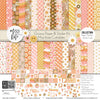 Groovy Collection, collection product image, showing coordinated Paper & Sticker Kit, full-size Die Cuts, and Sticker Sheet for scrapbook layouts, memory albums, cards, journals, and keepsakes. Buyer theme: Coordinated Retro Summer Scrapbook Collection. Groovy coordinated scrapbook collection with paper, stickers and die cuts for summer vacations, sunny days and cheerful retro summer pages. Coordinating patterns include Warm 70s floral patterns, Polka dots and gingham, Wavy sunset stripes