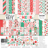 Holiday Cheer Collection, collection product image, showing coordinated Paper & Sticker Kit, full-size Die Cuts, and Sticker Sheet for scrapbook layouts, memory albums, cards, journals, and keepsakes. Buyer theme: Coordinated Christmas Scrapbook Collection. Holiday Cheer coordinated scrapbook collection with paper, stickers and die cuts for Christmas morning photos, holiday celebrations, festive baking and family memories