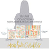 Life is Good Collection, size guide image, showing coordinated Paper & Sticker Kit, full-size Die Cuts, and Sticker Sheet for scrapbook layouts, memory albums, cards, journals, and keepsakes. Buyer theme: Coordinated Everyday Memory Scrapbook Collection. Life is Good coordinated scrapbook collection with paper, stickers and die cuts for friendship, family stories, gratitude and happy everyday memories. Designed for Card making, Mini albums, Junk journals