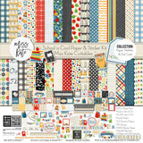 School is Cool Collection, collection product image, showing coordinated Paper & Sticker Kit, full-size Die Cuts, and Sticker Sheet for scrapbook layouts, memory albums, cards, journals, and keepsakes. Buyer theme: Coordinated Back to School Scrapbook Collection. School is Cool coordinated scrapbook collection with paper, stickers and die cuts for first-day photos, classroom milestones and school-year memories. Designed for School-year albums, Teacher appreciation crafts, Classroom memory pages