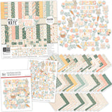 Some Bunny Loves You Collection, main product image, showing coordinated Paper & Sticker Kit, full-size Die Cuts, and Sticker Sheet for scrapbook layouts, memory albums, cards, journals, and keepsakes. Buyer theme: Easter Paper Crafting Collection. Some Bunny Loves You coordinated Easter scrapbook collection with paper, stickers and die cuts for egg hunts, family Easter photos and spring memories. Coordinating patterns include Pastel polka dots, Mint spring plaid, Pastel diagonal stripes