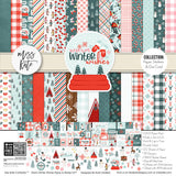 Warm Winter Wishes Collection, collection product image, showing coordinated Paper & Sticker Kit, full-size Die Cuts, and Sticker Sheet for scrapbook layouts, memory albums, cards, journals, and keepsakes. Buyer theme: Coordinated Winter Scrapbook Collection. Warm Winter Wishes coordinated scrapbook collection with winter paper, stickers and die cuts for snow-day photos, seasonal stories and cozy memories. Designed for Skiing memory pages, Cold-weather journals, Card making