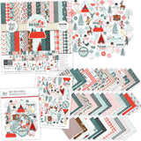 Warm Winter Wishes Collection, main product image, showing coordinated Paper & Sticker Kit, full-size Die Cuts, and Sticker Sheet for scrapbook layouts, memory albums, cards, journals, and keepsakes. Buyer theme: Coordinated Winter Scrapbook Collection. Warm Winter Wishes coordinated scrapbook collection with winter paper, stickers and die cuts for snow-day photos, seasonal stories and cozy memories. Designed for Winter scrapbook layouts, Snow-day photo albums, Skiing memory pages