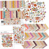 Wildflowers Collection, main product image, showing coordinated Paper & Sticker Kit, full-size Die Cuts, and Sticker Sheet for scrapbook layouts, memory albums, cards, journals, and keepsakes. Buyer theme: Coordinated Garden & Floral Scrapbook Collection. Wildflowers coordinated scrapbook collection with paper, stickers and die cuts for garden memories, outdoor photos, nature journals and colorful botanical projects