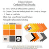 A Magical Halloween Cardstock, includes image, showing 12x12 printed smooth cardstock for scrapbook page bases, photo mats, card making, die cutting, titles, borders, and layered paper projects. Buyer theme: Orange Black Halloween Printed Smooth Cardstock. A Magical Halloween Printed Smooth Cardstock in nine yellow, orange, white, gray and black linen-look colors for Halloween paper crafting