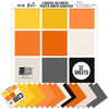 A Magical Halloween Cardstock, main product image, showing 12x12 printed smooth cardstock for scrapbook page bases, photo mats, card making, die cutting, titles, borders, and layered paper projects. Buyer theme: Orange Black Halloween Printed Smooth Cardstock. A Magical Halloween Printed Smooth Cardstock in nine yellow, orange, white, gray and black linen-look colors for Halloween paper crafting