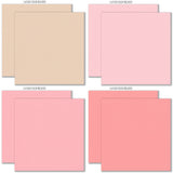 Be My Valentine Cardstock, cardstock paper patterns 9 through 16 preview, showing 12x12 printed smooth cardstock for scrapbook page bases, photo mats, card making, die cutting, titles, borders, and layered paper projects. Buyer theme: Pink & Aqua Valentine Printed Smooth Cardstock. Be My Valentine Printed Smooth Cardstock in cocoa, cream, ivory, pink, coral, red, aqua and teal shades with a subtle coordinating printed texture