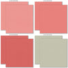 Best Wishes Cardstock, cardstock paper patterns 17 through 24 preview, showing 12x12 printed smooth cardstock for scrapbook page bases, photo mats, card making, die cutting, titles, borders, and layered paper projects. Buyer theme: Soft Floral Printed Smooth Cardstock in Pastel Tones. 32-sheet coordinating printed smooth cardstock pack. Visible artwork includes ribbon bows, wildflowers, leafy sprigs, floral banners. Coordinating patterns include plaid, polka dots, floral toss