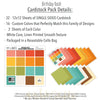Birthday Bash Cardstock, includes image, showing 12x12 printed smooth cardstock for scrapbook page bases, photo mats, card making, die cutting, titles, borders, and layered paper projects. Buyer theme: Bright Party Colors Printed Smooth Cardstock. Birthday Bash Printed Smooth Cardstock in coordinating coral, red, yellow, orange, green, aqua, teal, cream and brown party colors. Coordinating patterns include Balloon toss patterns, Cake and cupcake toss, Candle rows