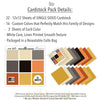 Boo Cardstock, includes image, showing 12x12 printed smooth cardstock for scrapbook page bases, photo mats, card making, die cutting, titles, borders, and layered paper projects. Buyer theme: Halloween Orange Black & Cream Printed Cardstock. Boo Printed Smooth Cardstock in nine coordinating cream, taupe, charcoal, black, orange and gold linen-look colors for Halloween paper crafting. Scrapbook cardstock, card making cardstock, photo mat paper, die-cutting paper, and coordinated album colors