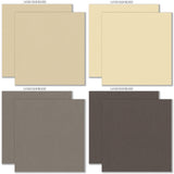 Boo Cardstock, cardstock paper patterns 1 through 8 preview, showing 12x12 printed smooth cardstock for scrapbook page bases, photo mats, card making, die cutting, titles, borders, and layered paper projects. Buyer theme: Halloween Orange Black & Cream Printed Cardstock. Boo Printed Smooth Cardstock in nine coordinating cream, taupe, charcoal, black, orange and gold linen-look colors for Halloween paper crafting