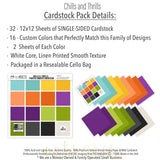 Chills and Thrills Premium monthly box. cardstock contents image showing the coordinated printed smooth cardstock included.