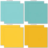 Chills and Thrills Premium monthly box. first cardstock color group with aqua, teal, yellow, gold, peach and orange Halloween shades.