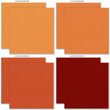 Fall Fun Cardstock, cardstock paper patterns 1 through 8 preview, showing 12x12 printed smooth cardstock for scrapbook page bases, photo mats, card making, die cutting, titles, borders, and layered paper projects. Buyer theme: Warm Autumn Color Palette Printed Smooth Cardstock. Fall Fun Printed Smooth Cardstock in coordinating orange, rust, gold, mustard, aqua, cream, gray and brown autumn shades. Designed for Junk journals, Gratitude journals, Seasonal paper crafting