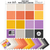 Fright Night Cardstock, main product image, showing 12x12 printed smooth cardstock for scrapbook page bases, photo mats, card making, die cutting, titles, borders, and layered paper projects. Buyer theme: Orange Purple Halloween Printed Smooth Cardstock. Fright Night Printed Smooth Cardstock in sixteen coordinating cream, orange, yellow, lavender and gray linen-look colors for Halloween paper crafting