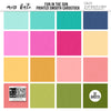 Fun in the Sun Cardstock, high resolution cover image, showing 12x12 printed smooth cardstock for scrapbook page bases, photo mats, card making, die cutting, titles, borders, and layered paper projects. Buyer theme: Bright Tropical Printed Smooth Cardstock. Fun in the Sun Printed Smooth Cardstock in coordinating aqua, turquoise, navy, pink, coral, yellow and green tropical shades. Coordinating patterns include Palm tree and palm frond patterns, Ocean wave swirls, Navy and coral checkerboard