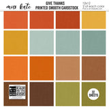 Give Thanks Bundle, high resolution cover image, showing complete coordinated paper craft set with 12x12 papers, 6x6 papers, cardstock, die cuts, and stickers for layouts, cards, albums, journals, and keepsakes. Buyer theme: Complete Thanksgiving Scrapbook Bundle. Give Thanks complete Thanksgiving scrapbook bundle with 12x12 paper, 6x6 paper, coordinating cardstock, die cuts and stickers