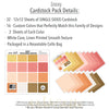 Groovy Cardstock, includes image, showing 12x12 printed smooth cardstock for scrapbook page bases, photo mats, card making, die cutting, titles, borders, and layered paper projects. Buyer theme: Warm Retro Printed Smooth Cardstock. Groovy Printed Smooth Cardstock in coordinating cream, yellow, peach, coral, pink, orange, tan and brown shades. Coordinating patterns include Wavy sunset stripes, Smiley flower repeats, Sunshine and summer word patterns
