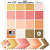 Groovy Cardstock, main product image, showing 12x12 printed smooth cardstock for scrapbook page bases, photo mats, card making, die cutting, titles, borders, and layered paper projects. Buyer theme: Warm Retro Printed Smooth Cardstock. Groovy Printed Smooth Cardstock in coordinating cream, yellow, peach, coral, pink, orange, tan and brown shades. Coordinating patterns include Retro daisy prints, Coral and pink checkerboards, Warm 70s floral patterns