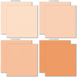 Groovy Cardstock, cardstock paper patterns 17 through 24 preview, showing 12x12 printed smooth cardstock for scrapbook page bases, photo mats, card making, die cutting, titles, borders, and layered paper projects. Buyer theme: Warm Retro Printed Smooth Cardstock. Groovy Printed Smooth Cardstock in coordinating cream, yellow, peach, coral, pink, orange, tan and brown shades. Coordinating patterns include Cream and brown floral repeats, Retro daisy prints, Coral and pink checkerboards