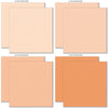Groovy Cardstock, cardstock paper patterns 17 through 24 preview, showing 12x12 printed smooth cardstock for scrapbook page bases, photo mats, card making, die cutting, titles, borders, and layered paper projects. Buyer theme: Warm Retro Printed Smooth Cardstock. Groovy Printed Smooth Cardstock in coordinating cream, yellow, peach, coral, pink, orange, tan and brown shades. Coordinating patterns include Cream and brown floral repeats, Retro daisy prints, Coral and pink checkerboards